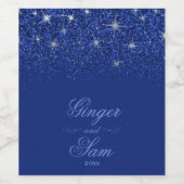 Funkelnd Sapphire Glitz Glitzer Weinetikett (Einzelnes Label)