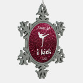 Funkelnd schimmernde Fuchsie "ich trete" Schneeflocken Zinn-Ornament (Links)