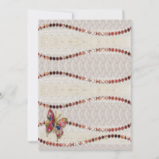 Funkelnd Schmetterling, Spitzen und Pergament Save Save The Date (Rückseite)