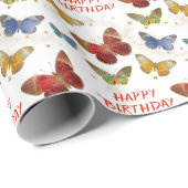 Funkelnd Schmetterlingsstars zum Geburtstag Geschenkpapier (Rolleneckpunkt)