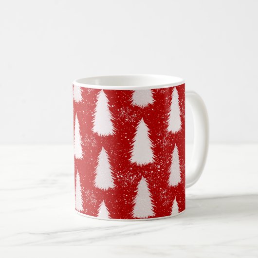 Funkelnd Schneeflocken & Bäume Weihnachten Kaffeetasse (VorderseiteRechts)