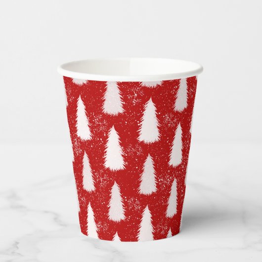 Funkelnd Schneeflocken & Bäume Weihnachten Pappbecher (Links)