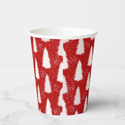 Funkelnd Schneeflocken & Bäume Weihnachten Pappbecher (Rechts)