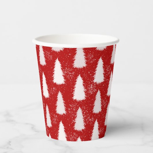 Funkelnd Schneeflocken & Bäume Weihnachten Pappbecher (Vorderseite)