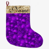 Funkelnd Schneeflocken, Lila & Gold Glitzer - Großer Weihnachtsstrumpf (Vorderseite)