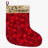 Funkelnd Schneeflocken, Red & Gold Glitzer - Großer Weihnachtsstrumpf (Vorderseite)