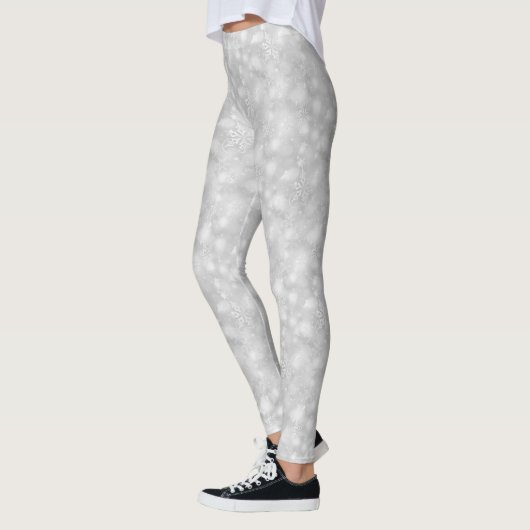 Funkelnd Schneeflocken, Silber - Leggings (Links)