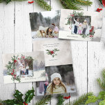 Funkelnd Schneeszene Winter Floral Foto Dreifach Gefaltete Urlaubskarte<br><div class="desc">Elegantes Winterdesign mit Fotomodell mit filigraner,  leicht schräg gerahmter filigraner Rose,  Kiefernzapfen,  immergrünen Prachtbäumen,  Eukalyptus und Heiligenbäumen. Im Hintergrund gibt es schneebedeckte Wälder mit Schneeflocken und weiche goldene Glitzern. Die Panels verfügen über ergänzende Grafiken und bearbeitbare Textfelder.</div>