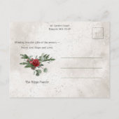 Funkelnd Schneeszene Winter Floral Foto Postkarte (Rückseite)