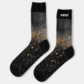 Funkelnd Schwarz-Gold-Hintergrund Socken (Linkes Detail)