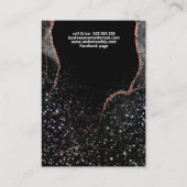 Funkelnd Schwarz- und Rose-Gold-Ohrkarten Visitenkarte (Rückseite)