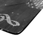 Funkelnd schwarze Musiknote u. Stilett-Ferse Schneidebrett (Ecke)