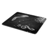 Funkelnd schwarze Musiknote u. Stilett-Ferse Schneidebrett (Ecke)