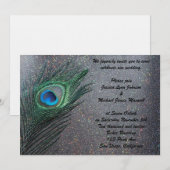Funkelnd schwarze Pfau-Hochzeit Einladung (Vorne/Hinten)