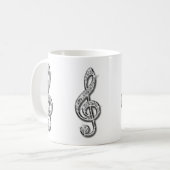 Funkelnd schwarze und silberne Musiknote Kaffeetasse (Vorderseite Links)