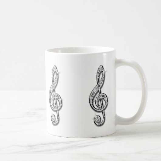 Funkelnd schwarze und silberne Musiknote Kaffeetasse (Rechts)