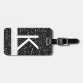 Funkelnd Schwarzer Glitzer Mit Monogramm Erstfahrg Gepäckanhänger (Vorderseite horizontal)