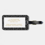 Funkelnd Schwarzer Glitzer Mit Monogramm Erstfahrg Gepäckanhänger (Rückseite horizontal)