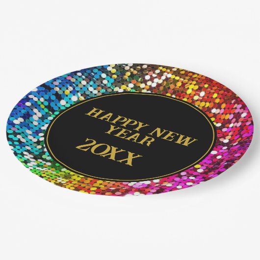 Funkelnd Sequenzen-Party Pappteller (Schrägansicht)