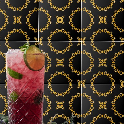 Funkelnd Shiny Luxus Elegantes Gold & Schwarz Must Fliese