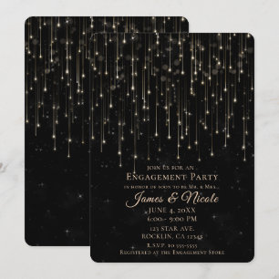 Funkelnd Shooting Stars Black Chic Engagement Part Einladung