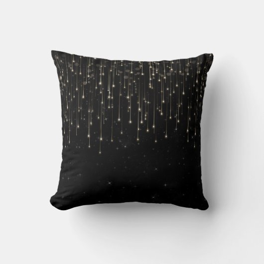 Funkelnd Shooting Stars Black Chic Engagement Part Kissen (Vorderseite)