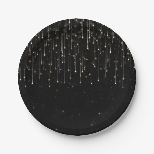 Funkelnd Shooting Stars Black Chic Engagement Part Pappteller (Vorderseite)