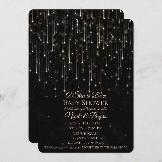 Funkelnd Shooting Stars Ein Star ist Geborene Kind Einladung (Vorne/Hinten)