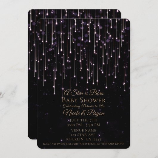 Funkelnd Shooting Stars Ein Star ist Geborene Kind Einladung (Vorne/Hinten)