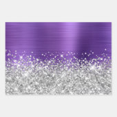 Funkelnd Silber Glitzer Amethyst Lila Imitate Foss Geschenkpapier Set (Vorderseite 2)