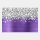 Funkelnd Silber Glitzer Amethyst Lila Imitate Foss Geschenkpapier Set (Vorderseite 3)