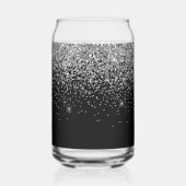 Funkelnd Silber-Glitzer auf Schwarz Dosenglas (Rückseite)