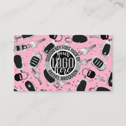 Funkelnd Silber-Glitzer-Key Fob Crafter Logo-Busse Visitenkarte (Vorderseite)