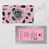 Funkelnd Silber-Glitzer-Key Fob Crafter Logo-Busse Visitenkarte (Vorne/Hinten)