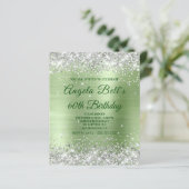 Funkelnd Silber Glitzer Minze Foil Einladung (Stehend Vorderseite)