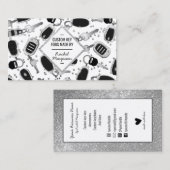 Funkelnd Silber-Glitzer-Schlüsselanhänger Visitenkarte (Vorne/Hinten)