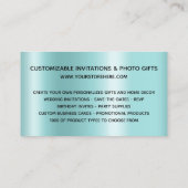 Funkelnd Silber Glitzer Tropfen Licht Türkis Ombre Visitenkarte (Rückseite)