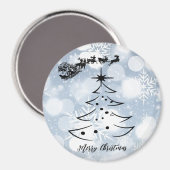 Funkelnd Silber mit Schneeflocke, Weihnachtsmann, Magnet (Vorderseite/Rückseite)