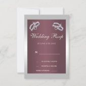 Funkelnd Silber Rings & Burgandy RSVP Karte (Vorderseite)