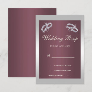 Funkelnd Silber Rings & Burgandy RSVP Karte