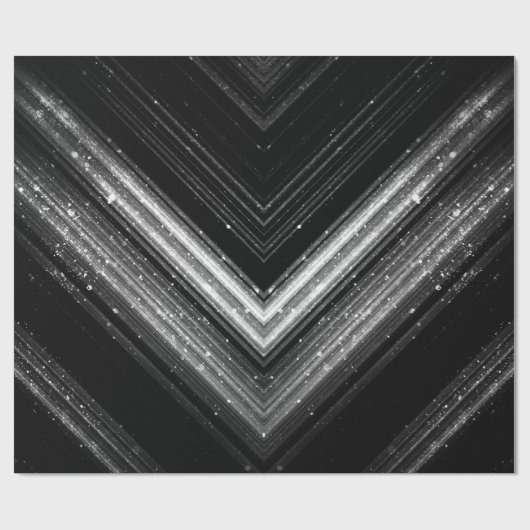 Funkelnd silberfarbene Zickzack Linien Geschenkpapier (Flach)