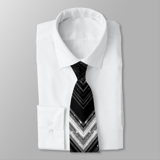 Funkelnd silberfarbene Zickzack Linien Krawatte (Gebunden)