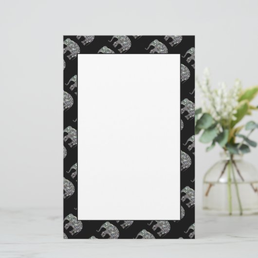 Funkelnd silberfarbenes Mosaikmuster Briefpapier (Stehend Vorderseite)