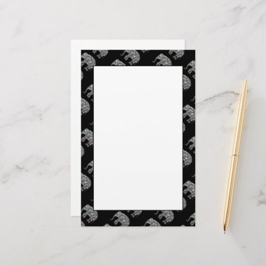 Funkelnd silberfarbenes Mosaikmuster Briefpapier (Vorderseite/Rückseite Beispiel)