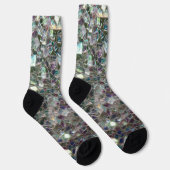 Funkelnd, silbergrauer Mosaik-Imitat Glitzer Socken (Rechts)