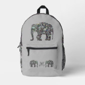 Funkelnd Silbermosaik-Elefantenmonogramm auf grau Bedruckter Rucksack (Vorderseite)