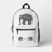 Funkelnd Silbermosaik-Elefantenmonogramm auf weiß Bedruckter Rucksack (Vorderseite)