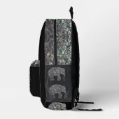 Funkelnd Silbermosaik Elephant Monogram auf schwar Bedruckter Rucksack (Rechts)