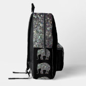 Funkelnd Silbermosaik Elephant Monogram auf schwar Bedruckter Rucksack (Links)