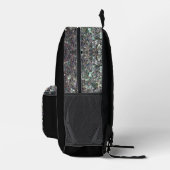 Funkelnd Silbermosaik Elephant Monogram auf schwar Bedruckter Rucksack (Rechts)